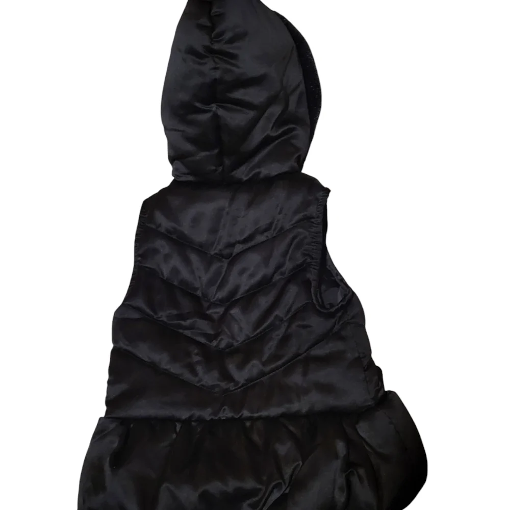 Juicy Couture Black Fur Puffer/ Quilted Toddler Hooded Vest with Gold Accents 2T
